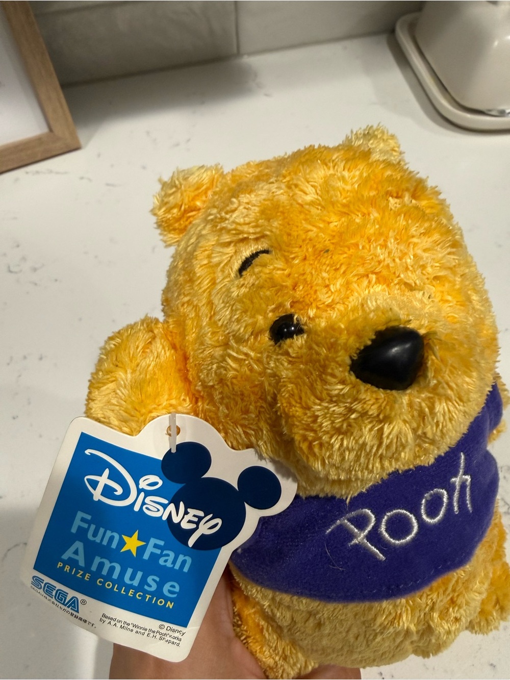 Vintage Disney Winking Winnie the Pooh Plush Toy - Yellow